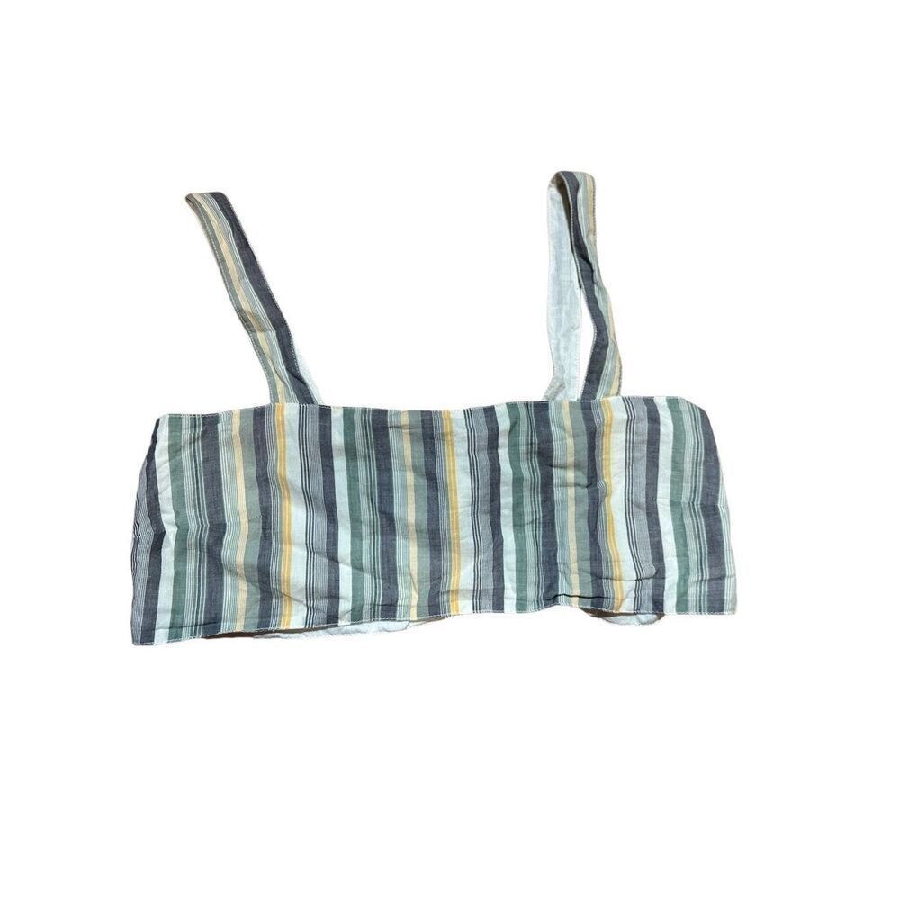 Out from Under For Urban Outfitters Striped Cropped Top Sz S Petite sea foam gre